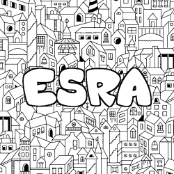 Coloring page first name ESRA - City background