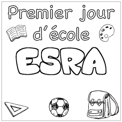 Coloring page first name ESRA - School First day background
