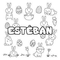 Coloring page first name ESTÉBAN - Easter background