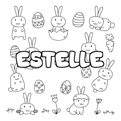 Coloring page first name ESTELLE - Easter background