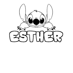 Coloring page first name ESTHER - Stitch background