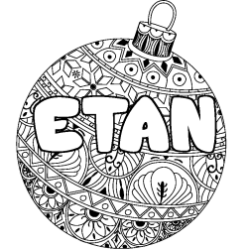 Coloring page first name ETAN - Christmas tree bulb background