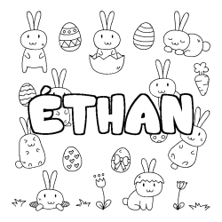 Coloring page first name ÉTHAN - Easter background