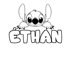 Coloring page first name ÉTHAN - Stitch background