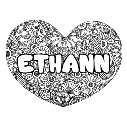 ETHANN - Heart mandala background coloring