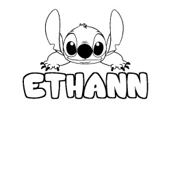 Coloring page first name ETHANN - Stitch background