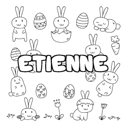 Coloring page first name ETIENNE - Easter background