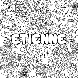 Coloring page first name ETIENNE - Fruits mandala background