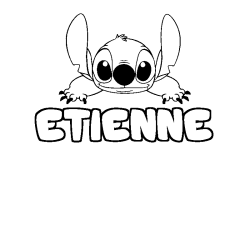 Coloring page first name ETIENNE - Stitch background