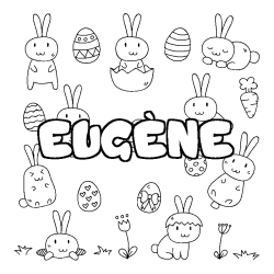 Coloring page first name EUGÈNE - Easter background