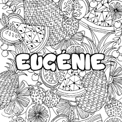 Coloring page first name EUGÉNIE - Fruits mandala background
