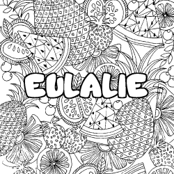 Coloring page first name EULALIE - Fruits mandala background