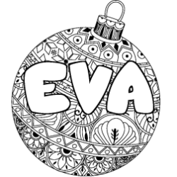 Coloring page first name EVA - Christmas tree bulb background