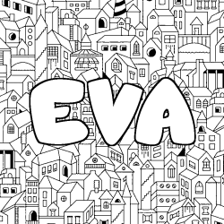 Coloring page first name EVA - City background