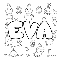 Coloring page first name EVA - Easter background
