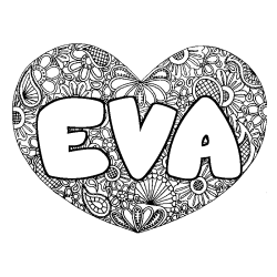 Coloring page first name EVA - Heart mandala background
