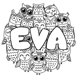 Coloring page first name EVA - Owls background