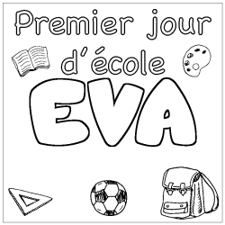 Coloring page first name EVA - School First day background