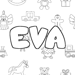 Coloring page first name EVA - Toys background