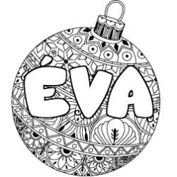 Coloring page first name ÉVA - Christmas tree bulb background