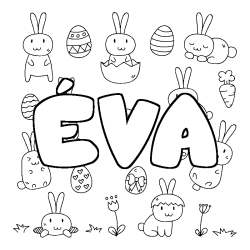 Coloring page first name ÉVA - Easter background