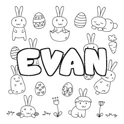Coloring page first name EVAN - Easter background