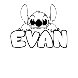 Coloring page first name EVAN - Stitch background