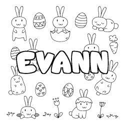Coloring page first name EVANN - Easter background