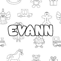 Coloring page first name EVANN - Toys background