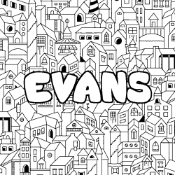 Coloring page first name EVANS - City background