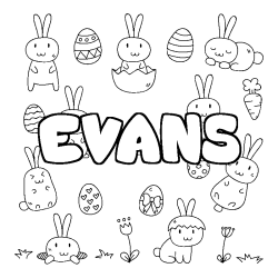 Coloring page first name EVANS - Easter background
