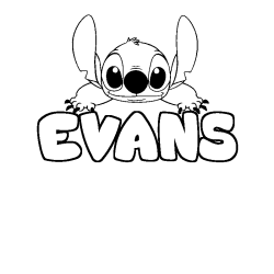 Coloring page first name EVANS - Stitch background