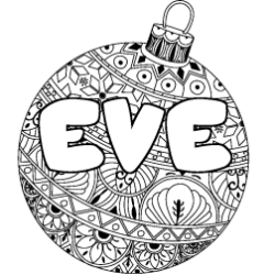 Coloring page first name EVE - Christmas tree bulb background