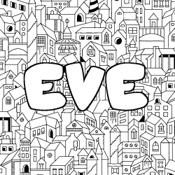Coloring page first name EVE - City background
