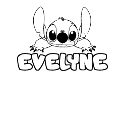 Coloring page first name EVELYNE - Stitch background