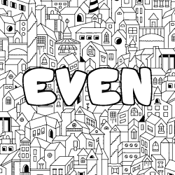 Coloring page first name EVEN - City background