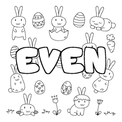 Coloring page first name EVEN - Easter background