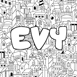 Coloring page first name EVY - City background
