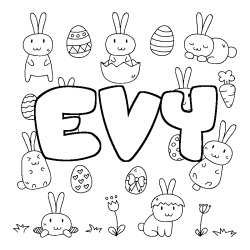 Coloring page first name EVY - Easter background