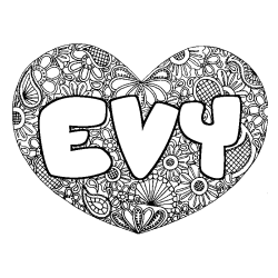 Coloring page first name EVY - Heart mandala background