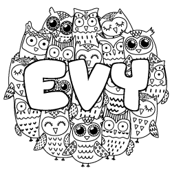 Coloring page first name EVY - Owls background