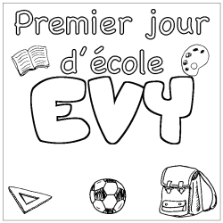 Coloring page first name EVY - School First day background