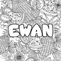 EWAN - Fruits mandala background coloring