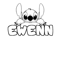 Coloring page first name EWENN - Stitch background