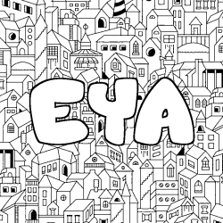 Coloring page first name EYA - City background