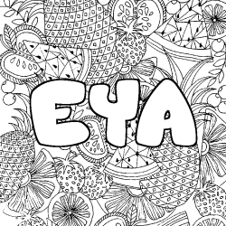 Coloring page first name EYA - Fruits mandala background