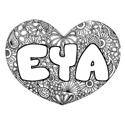 Coloring page first name EYA - Heart mandala background