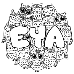 Coloring page first name EYA - Owls background