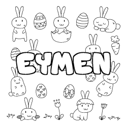 Coloring page first name EYMEN - Easter background
