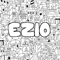 Coloring page first name EZIO - City background